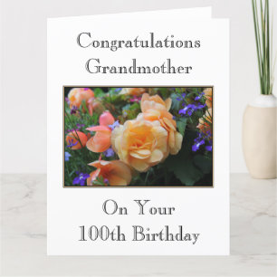 Cartão Pretty Flowers, Grandmother 100th Birthday Card.