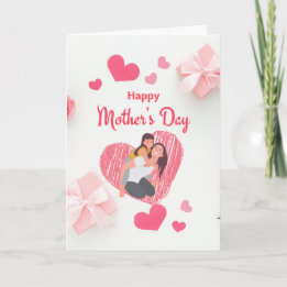 Cartão Pretty mother's Day card with hearts