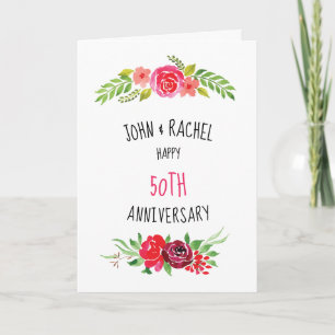 Cartão Pretty Pink Watercolor Rose Happy Anniversary Text