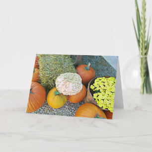 Cartão Pretty Pumpkins and Flowers Halloween Fall Card