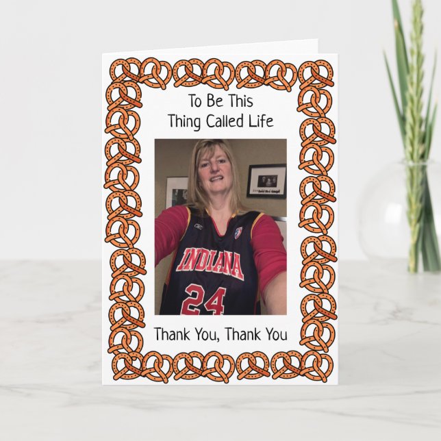 Cartão Pretzel para aposentadoria da Deb (Frente)