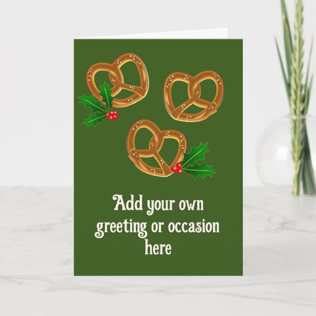 Cartão Pretzels de Feriado - Tema de Comida Personalizado (Frente)