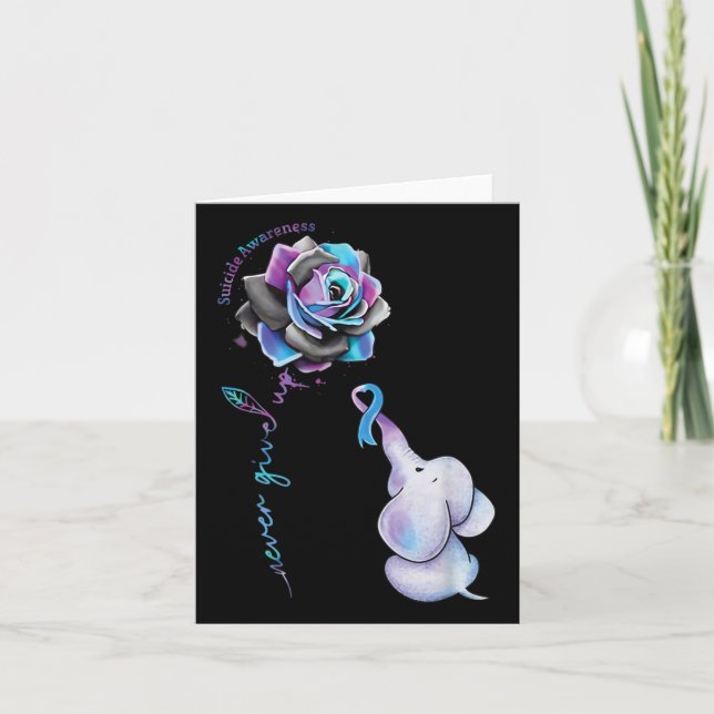 Cartão Prevenção ao suicídio Sensibilização Elefante Flor (Frente)