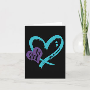 Cartão Prevenção Suicida Sensibilização Coração Roxo-Teal