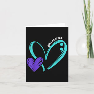Cartão Prevenção Suicida Sensibilização Coração Roxo-Teal