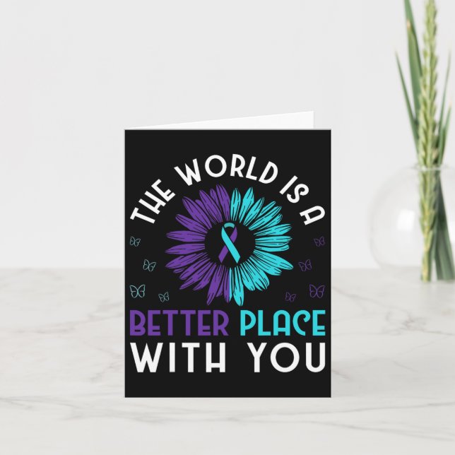 Cartão Prevenção Suicida Sensibilização Teal E Roxo (Frente)