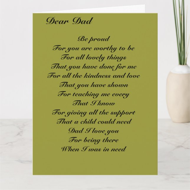 Cartão Prezado tributo ao dia de os pais do pai (Frente)