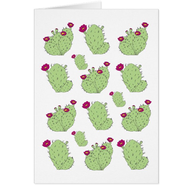 Cartão Prickly Pear Pattern Texas State Plant Cactus Love (Frente)