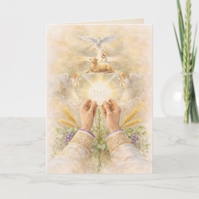 Cartão Priest Ordination Anniversary Eucharistic  (Frente)