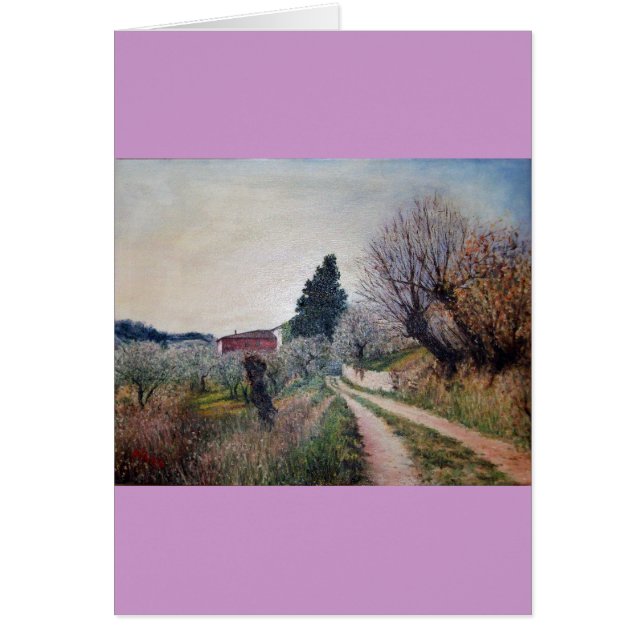 Cartão PRIMAVERA ANTERIOR EM VERNALESE/Paisagem Toscana (Frente)