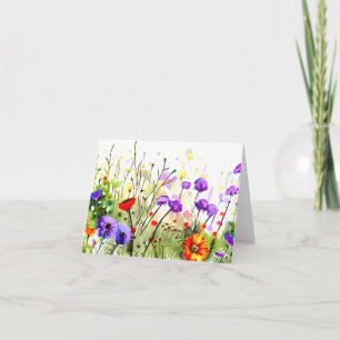Cartão Primavera aquarela flores silvestres personalizáve