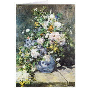 Cartão Primavera Buquê por Pierre Renoir, Flores Vintage
