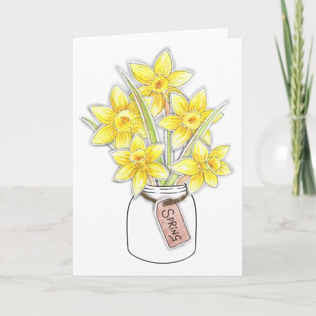 Cartão Primavera Daffodils (Frente)