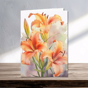 Cartão Primavera de Laranja Laranja Daylily