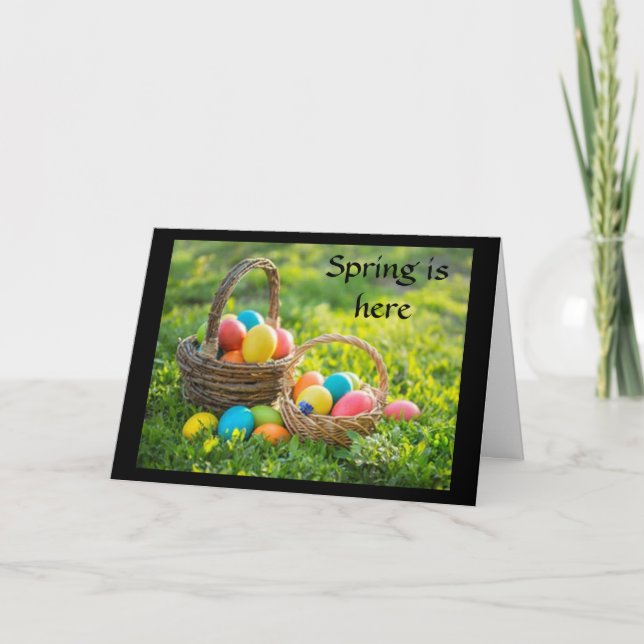 CARTÃO PRIMAVERA ESTÁ AQUI E **PÁSCOA** ESTÁ PERTO (Frente)