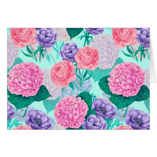 Cartão Primavera jardim aquarela 2 (Frente Horizontal)