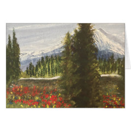CARTÃO PRIMAVERA NA AGUARELA DE MONTANHAS ROCHOSAS