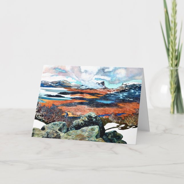 Cartão Primavera na Lapónia, pintura de arte (Frente)