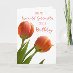 Cartão Primavera Tulips Godchild Birthday