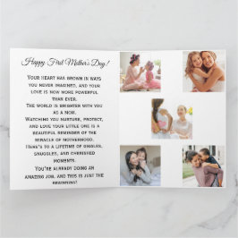Cartão Primeira Colagem de Fotos do Dia das Mães com Pala