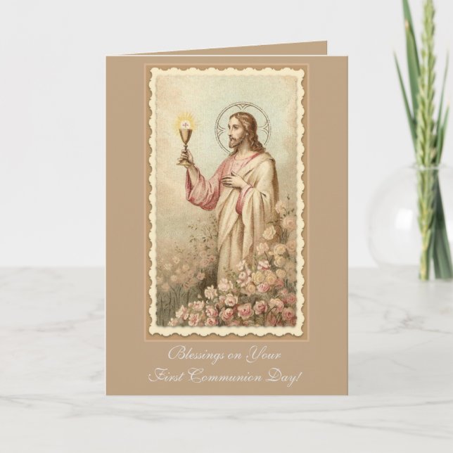 Cartão Primeira Comunhão Cálice de Jesus (Frente)