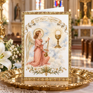 Cartão Primeira Comunhão Católica Jesus Anjos