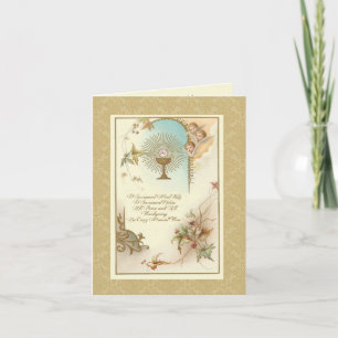 Cartão Primeira Comunhão Tradicional Vintage Católica