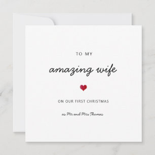 Cartão Primeira esposa de Natal coração romântico nome mr