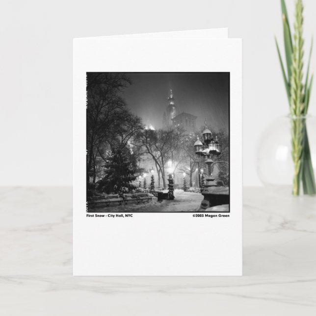 Cartão Primeira neve - câmara municipal, NYC (Frente)