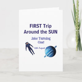 Cartão Primeira viagem ao redor do sol astronauta nascime