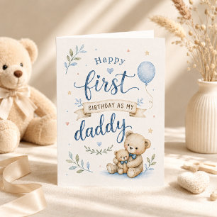 Cartão Primeiro Aniversário como Meu Papai Urso de Aguare