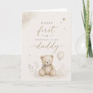 Cartão Primeiro Aniversário como Meu Papai Urso de Aquare