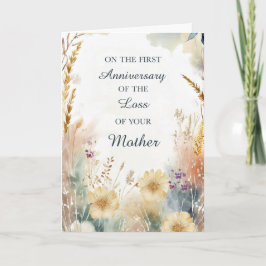 Cartão Primeiro Aniversário da Perda de Madre Wildflower