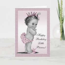 Cartão Primeiro aniversario da Princesa de Cute Vintage