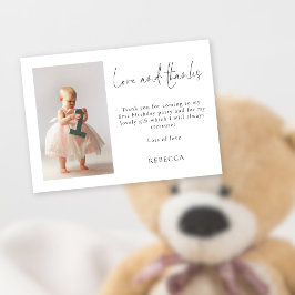 Cartão Primeiro aniversario de fotos minimalista com amor