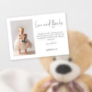 Cartão Primeiro aniversario de fotos minimalista com amor