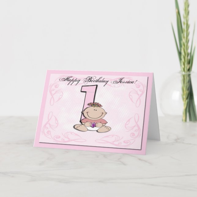 Cartão Primeiro aniversário do bebê (Frente)