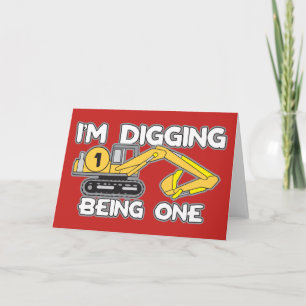 Cartão Primeiro aniversario do garoto, estou cavando ser