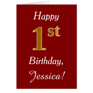 Cartão primeiro aniversario Dourado Faux Simples + Cartã