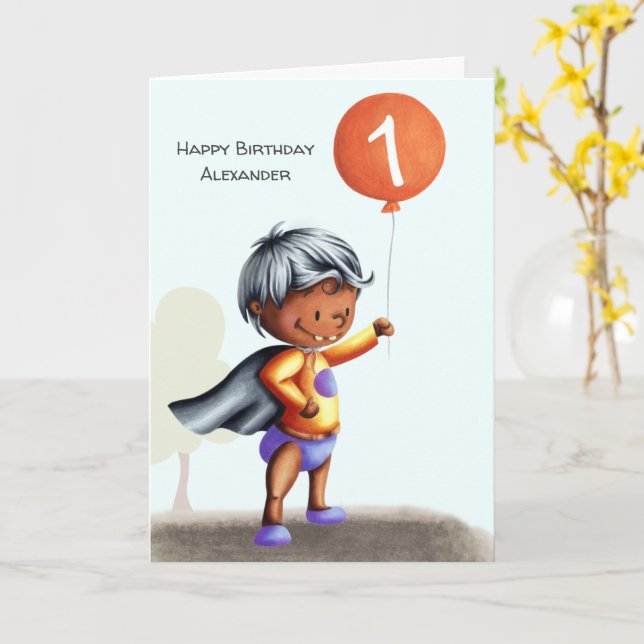 Cartão Primeiro Aniversário na Idade das Fraldas Personal (Flor Amarela)