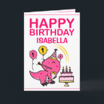 Cartão primeiro aniversario neta de T-Rex Dino cor-de-ros<br><div class="desc">primeiro aniversario da neta Green T-Rex Dino, este design é para qualquer um que procura por algo legal para uma menina no primeiro aniversario. Se você está procurando convites para primeiros aniversarios, especialmente para sua neta, este é perfeitamente o que você precisa. O design apresenta um dinossauro bonito vestindo uma...</div>