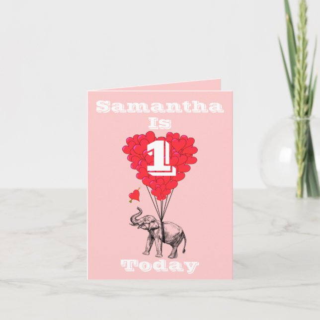 Cartão Primeiro aniversário personalizado (Frente)
