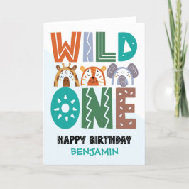 Cartão Primeiro aniversário selvagem um