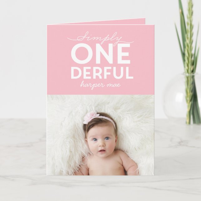 Cartão primeiro aniversario simples e maravilhosa tipogra (Frente)