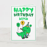 Cartão primeiro aniversario Verde-Rex Dino Neto<br><div class="desc">primeiro aniversario do neto de Rex Dino Verde, este design é para qualquer um que procura por algo legal para um garotinho no primeiro aniversario. Se você está procurando convites para primeiros aniversarios, especialmente para seu neto, este é perfeitamente o que você precisa. O design apresenta um dinossauro bonito vestindo...</div>