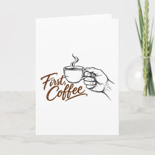 Cartão Primeiro, Café – Linha de Arte de Café Elegante