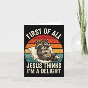 Cartão Primeiro De Jesus Acha Um Design De Guaxinim Encan