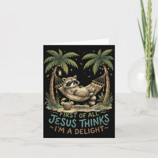 Cartão Primeiro De Jesus Acha Um Guaxinim Divertido Um De