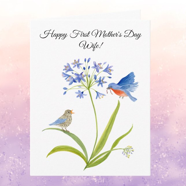 Cartão Primeiro Dia das Mães da Esposa para Bluebird com  (Criador carregado)