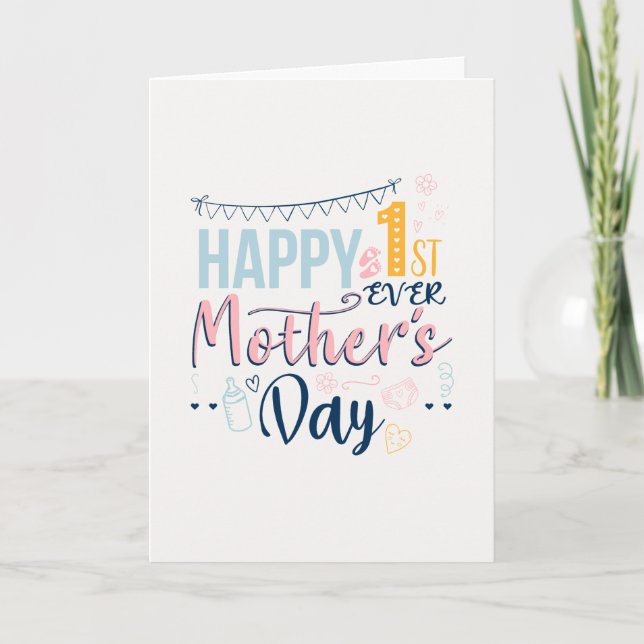 Cartão Primeiro Dia das Mães Personalizado para Mãe de Pr (Frente)